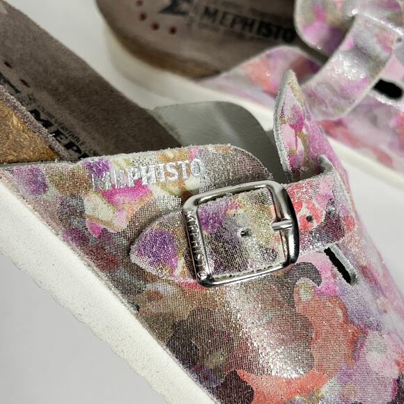 Mephisto Floral Mules with White Soles - Picture 8 of 10